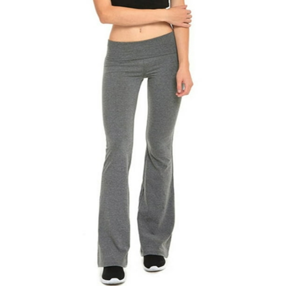 RBX Women Yoga High Foldover Waistband Stretchy Grey Leggins Wide Legs Size XL